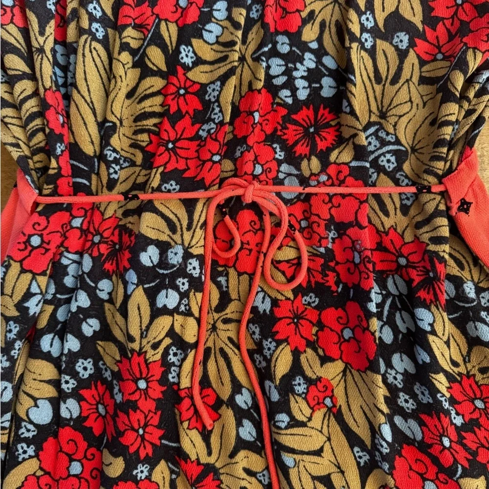 Free People Tangerine Talulla Bright Floral Printed Mini Sun Dress Rayon Small